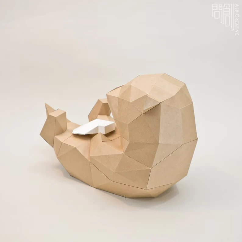 Otter paper model ,Papercraft , DIY , Low poly , PDF Papercraft , Otter Model , Otter low poly , Otter