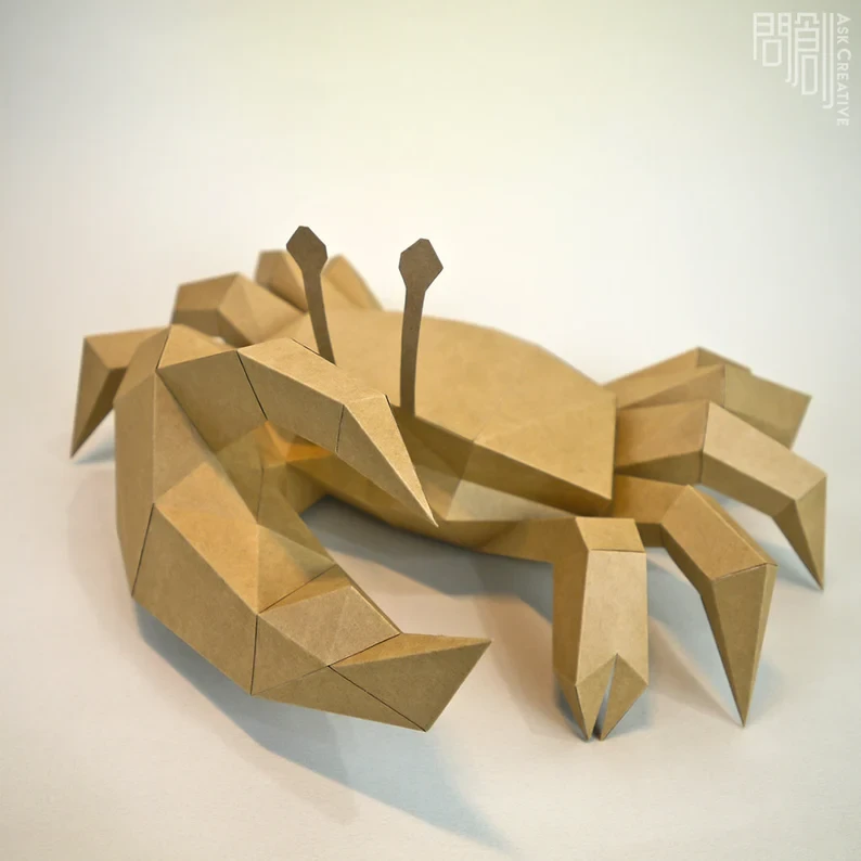 FiddlerCrab paper model,Papercraft,DIY,Low poly,PDF Papercraft , FiddlerCrab
