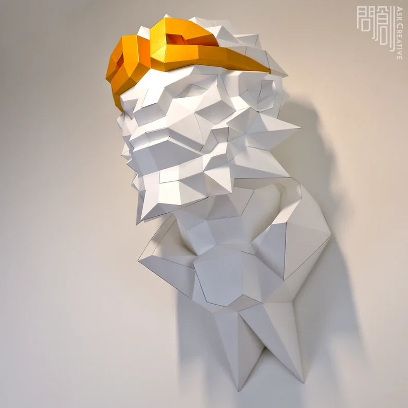 Monkey King paper model,Papercraft ,Journey to the West, Low poly , PDF Papercraft , fantasy Model , low poly , polygonal , decoration
