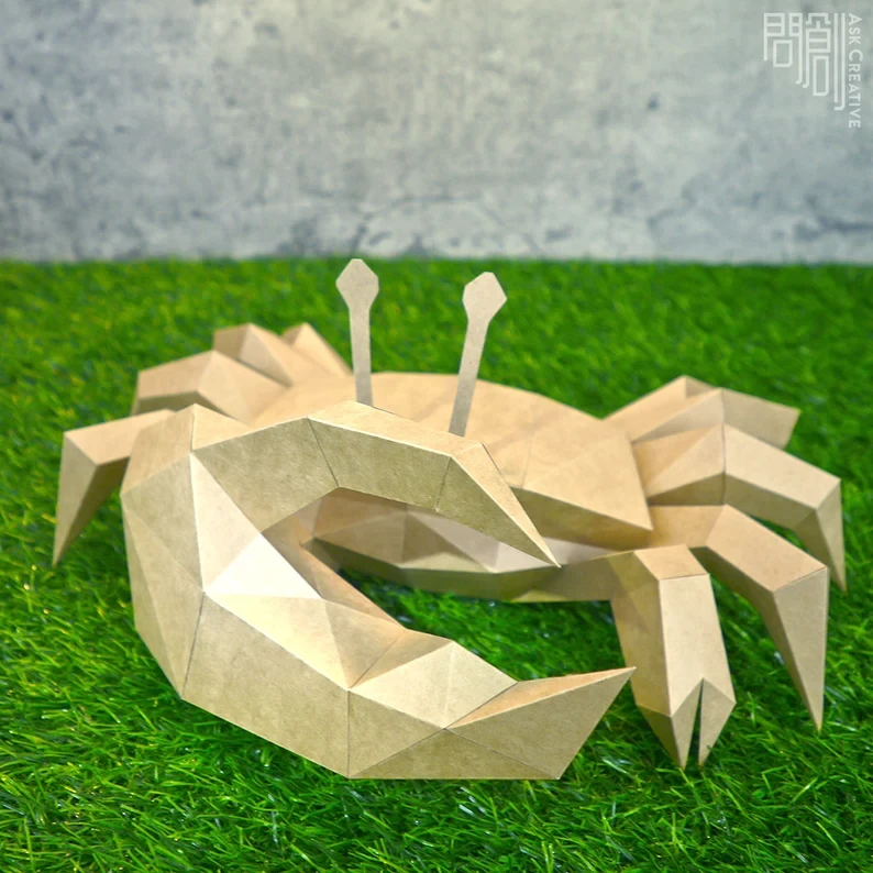 FiddlerCrab paper model,Papercraft,DIY,Low poly,PDF Papercraft , FiddlerCrab