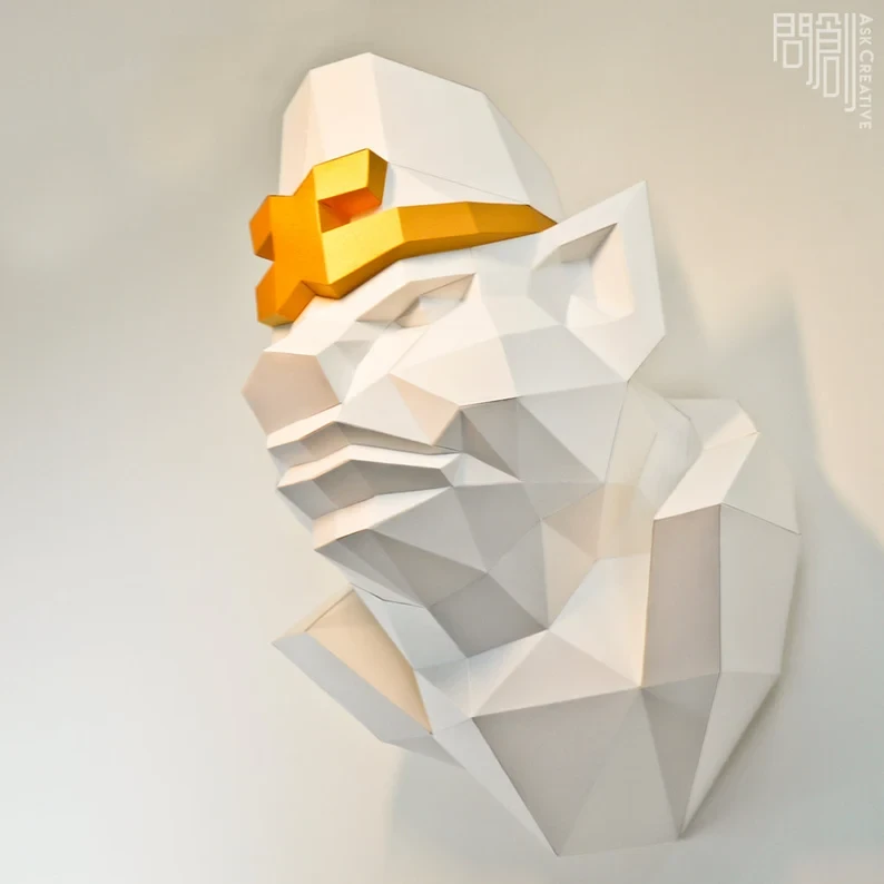 Monk Pig paper model,Papercraft ,Journey to the West, Low poly , PDF Papercraft , fantasy Model , low poly , polygonal , decoration