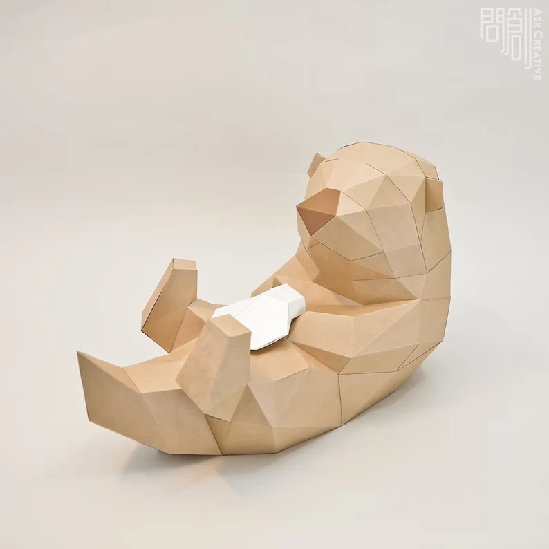 Otter paper model ,Papercraft , DIY , Low poly , PDF Papercraft , Otter Model , Otter low poly , Otter