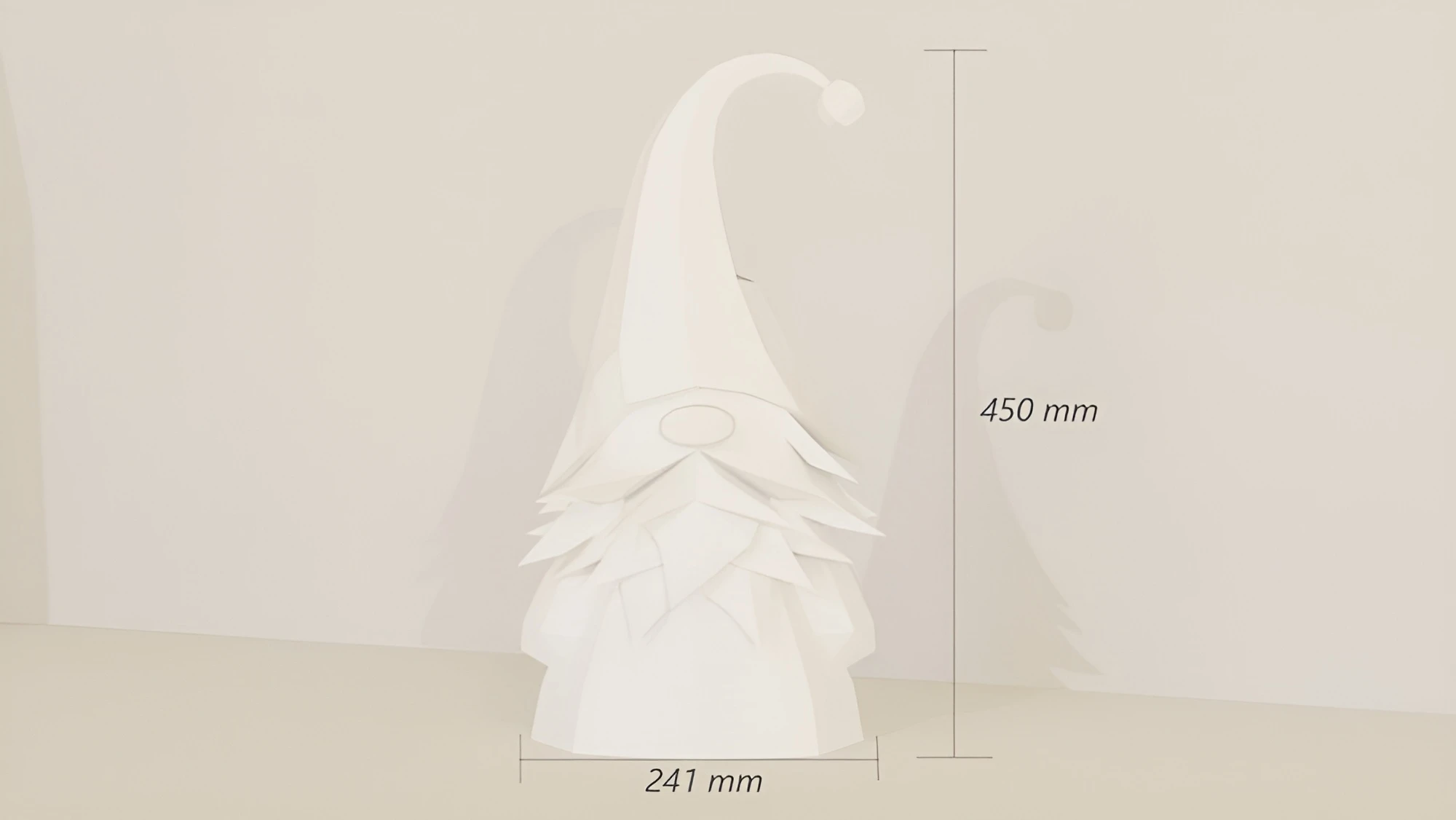 Gnome Christmas Low Poly, Papercraft, PDF template, Paper model, Sculpture, 3D puzzle, Polygonal model, Lowpoly