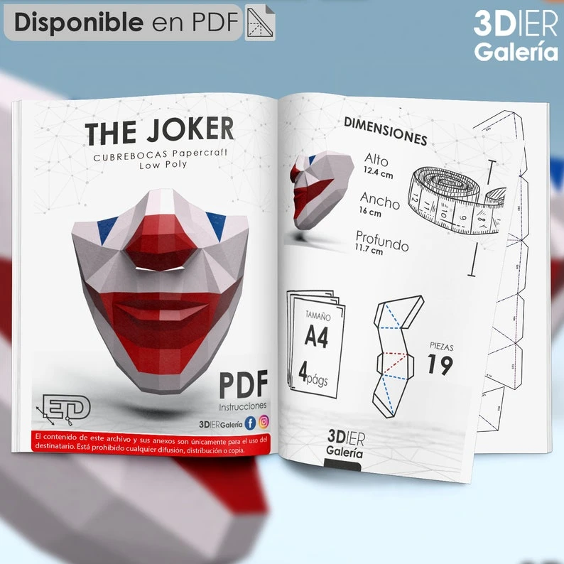 The Joker PDF Papercraft Templates, Paper Art and Craft for Home Decor, DIY, 3DIER, PDF Patterns, Papercraft Templates, Low Poly