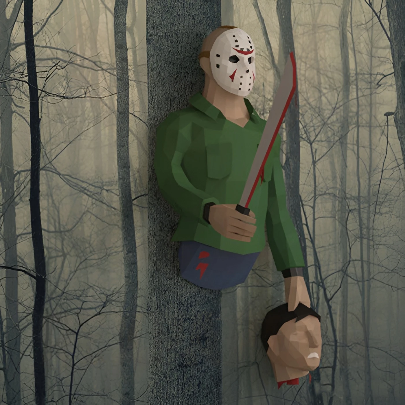 Jason Voorhees Papercraft, PDF Template, DIY 3d Model, FanArt, Paper Sculpture, Low Poly, Pepakura Craft, Manualidad