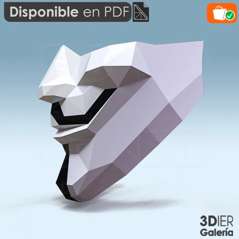 Anonymous Mask PDF Papercraft Templates, Paper Art and Craft for Home Decor, DIY, 3DIER, PDF Patterns, Papercraft Templates, Low Poly