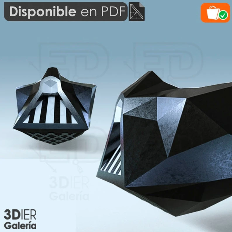 Darth Vader Mask PDF Papercraft Templates, Paper Art and Craft for Home Decor, DIY, 3DIER, PDF Patterns, Papercraft Templates, Low Poly