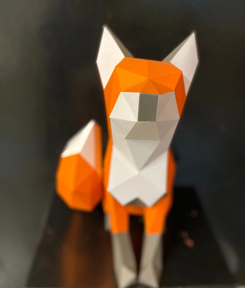 Fox (Teen) 3D papercraft. You get PDF digital file templates and instruction for this DIY modern paper decoration.