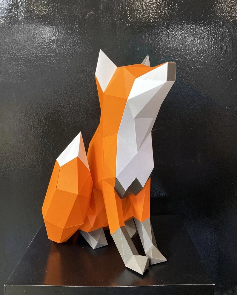 Fox (Teen) 3D papercraft. You get PDF digital file templates and instruction for this DIY modern paper decoration.