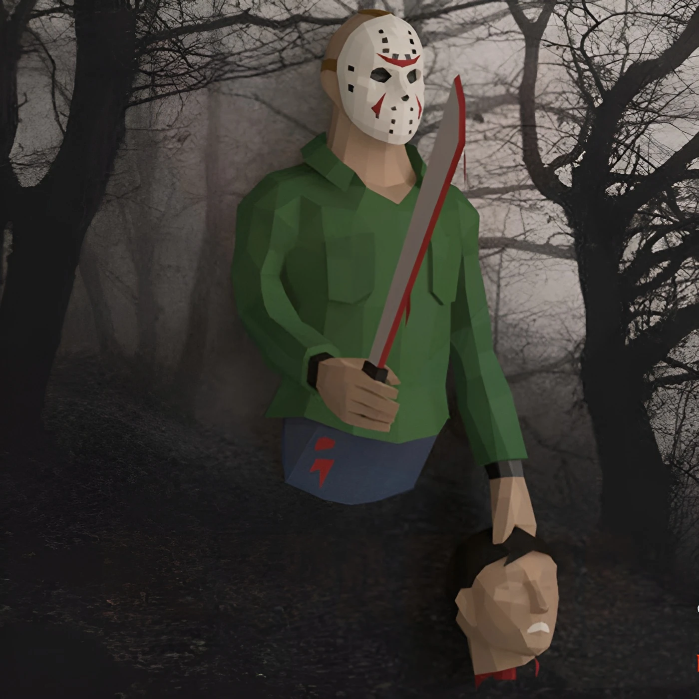 Jason Voorhees Papercraft, PDF Template, DIY 3d Model, FanArt, Paper Sculpture, Low Poly, Pepakura Craft, Manualidad