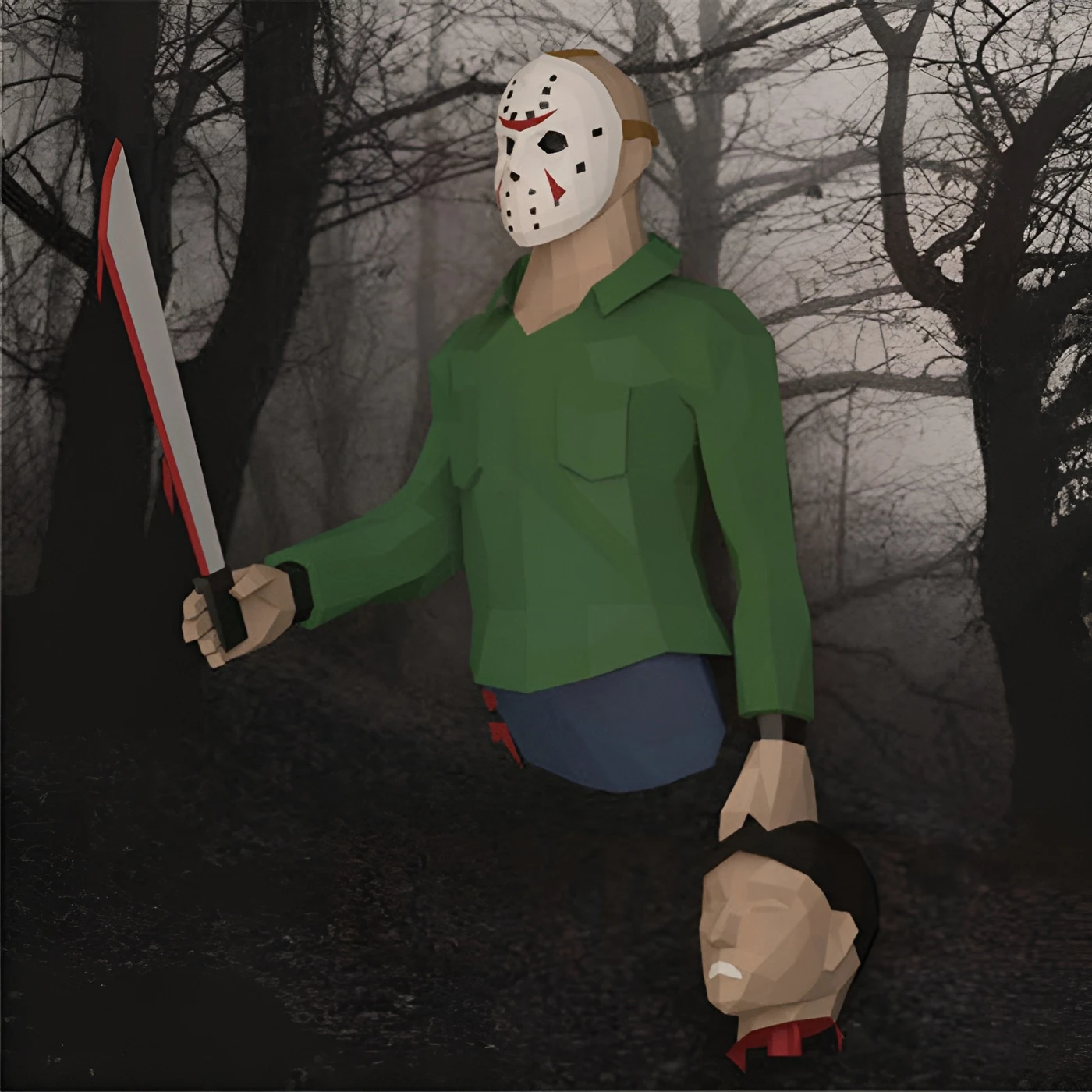 Jason Voorhees Papercraft, PDF Template, DIY 3d Model, FanArt, Paper Sculpture, Low Poly, Pepakura Craft, Manualidad