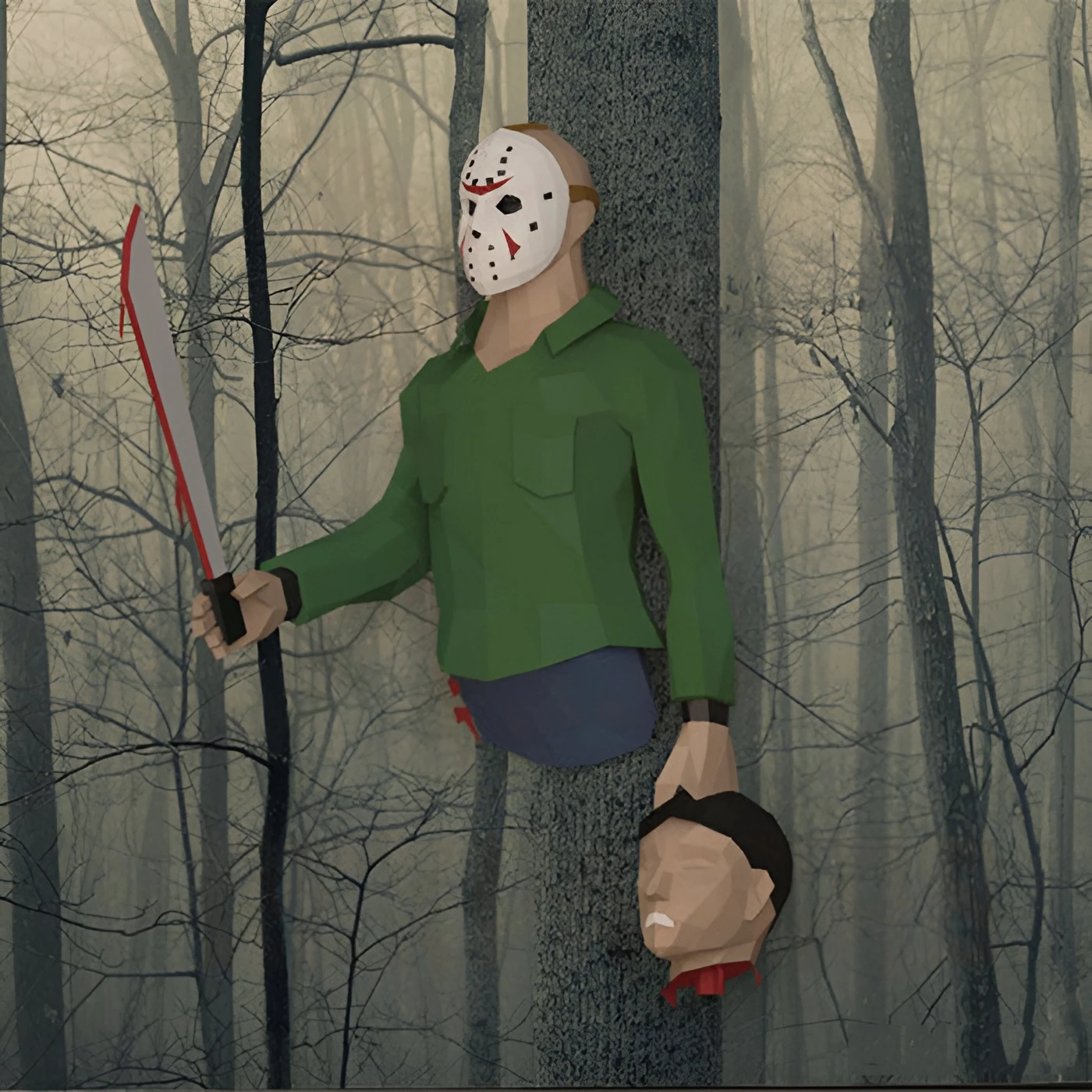 Jason Voorhees Papercraft, PDF Template, DIY 3d Model, FanArt, Paper Sculpture, Low Poly, Pepakura Craft, Manualidad