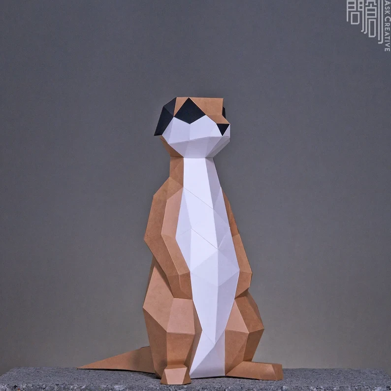 Meerkat paper model ,Papercraft , DIY , Low poly , PDF Papercraft , Meerkat Model , Meerkat low poly ,Meerkat