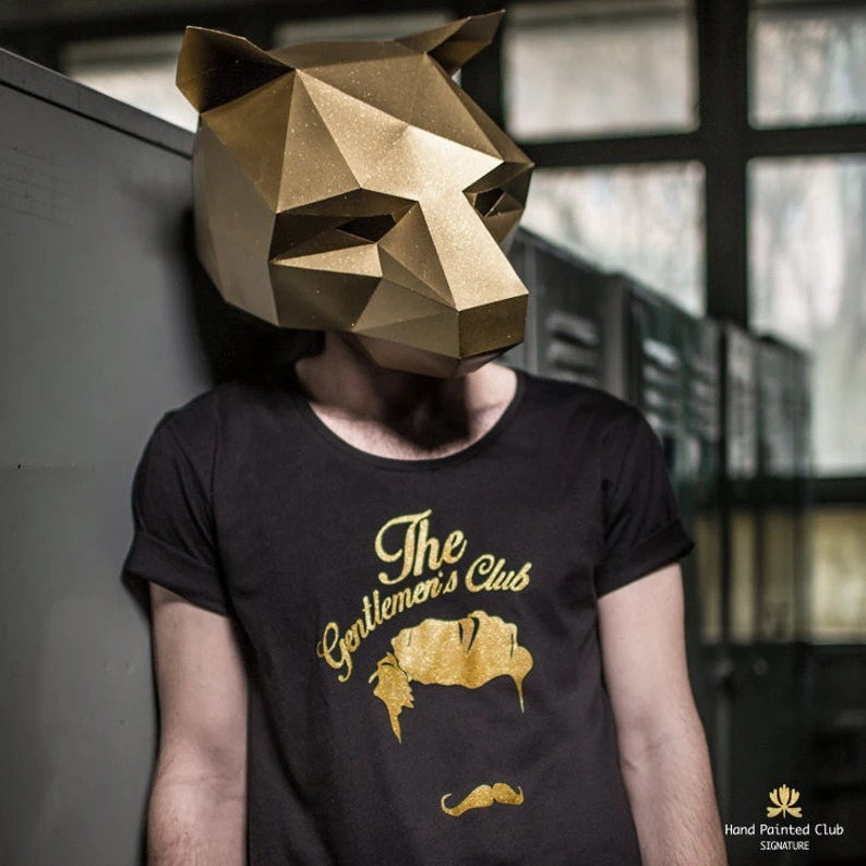 Bear 3D Papercraft Mask Template, Low Poly Paper Mask, Unique Halloween Costume, Animal Mask, PDF Pattern