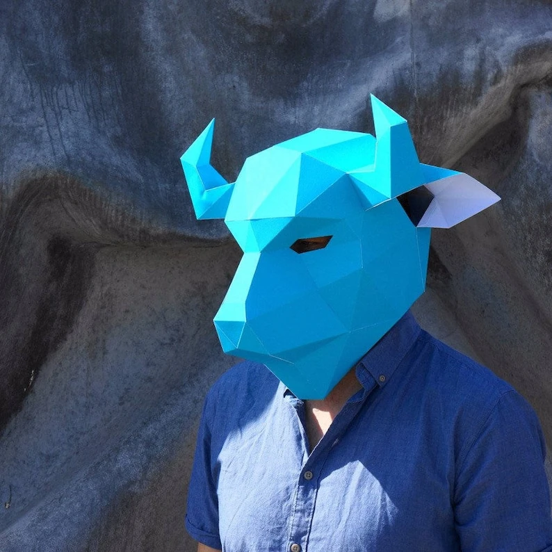 Bison Bull Mask Papercraft Template, 3D Low Poly Paper Mask, Unique Halloween Costume, Animal Mask, Cosplay PDF Pattern