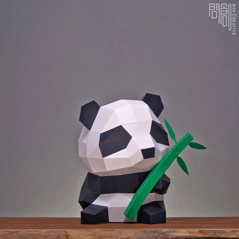 Panda paper model ,Papercraft , DIY , Low poly , PDF Papercraft , Panda Model , Panda low poly , Panda