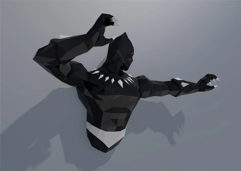 Black Panther Papercraft, PDF Templates, Paper Art, 3D Design for Crafts, Home Decor, Do It Yourself, 3DIER, PDF Patterns, Papercraft Templates, Low Poly