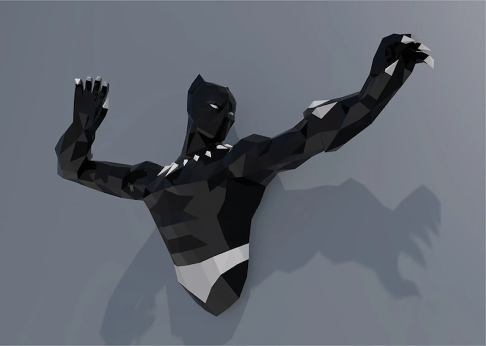 Black Panther Papercraft, PDF Templates, Paper Art, 3D Design for Crafts, Home Decor, Do It Yourself, 3DIER, PDF Patterns, Papercraft Templates, Low Poly