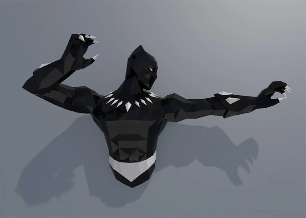 Black Panther Papercraft, PDF Templates, Paper Art, 3D Design for Crafts, Home Decor, Do It Yourself, 3DIER, PDF Patterns, Papercraft Templates, Low Poly