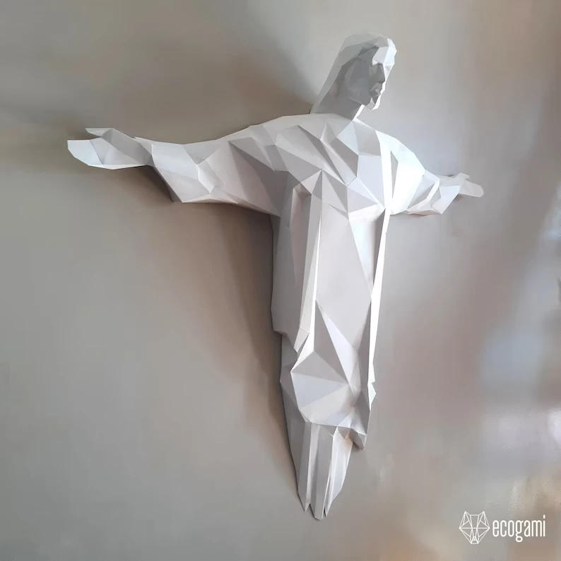 Christ the Redeemer papercraft sculpture, printable 3D puzzle, papercraft Pdf template to make your Brazil wall art