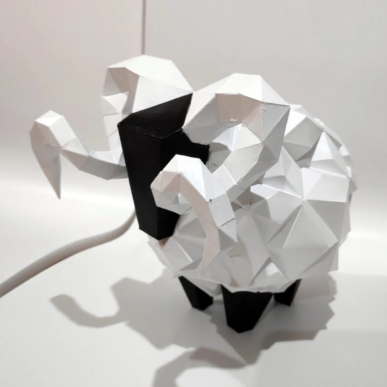 Sheep papercraft sculpture, printable 3D puzzle, papercraft Pdf template to make your sheep sculpture