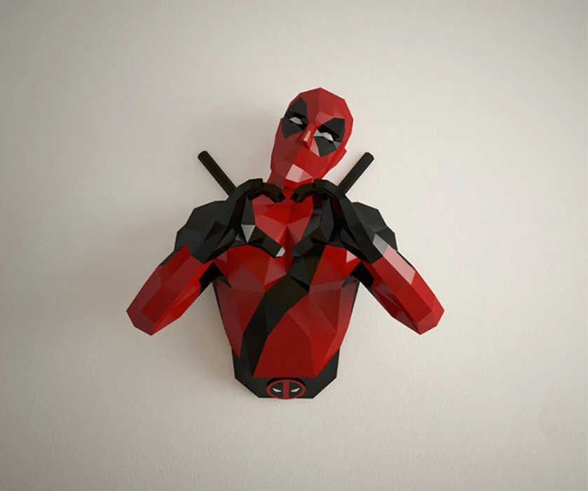 Deadpool Love Papercraft, PDF Templates, Paper Art, 3D Design for Crafts, Home Decor, Do It Yourself, 3DIER, PDF Patterns, Papercraft Templates, Low Poly