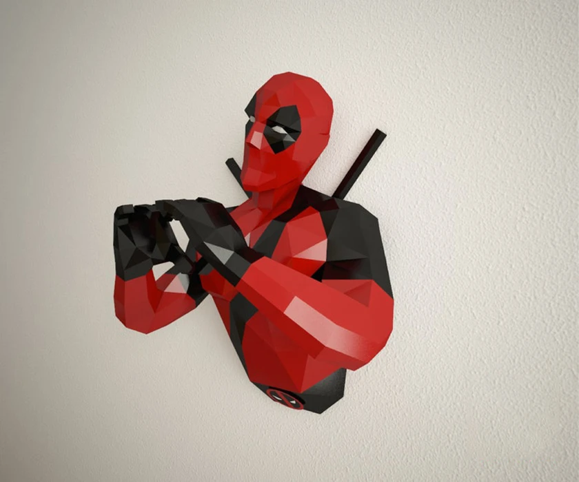 Deadpool Love Papercraft, PDF Templates, Paper Art, 3D Design for Crafts, Home Decor, Do It Yourself, 3DIER, PDF Patterns, Papercraft Templates, Low Poly