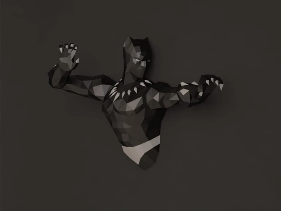 Black Panther Papercraft, PDF Templates, Paper Art, 3D Design for Crafts, Home Decor, Do It Yourself, 3DIER, PDF Patterns, Papercraft Templates, Low Poly