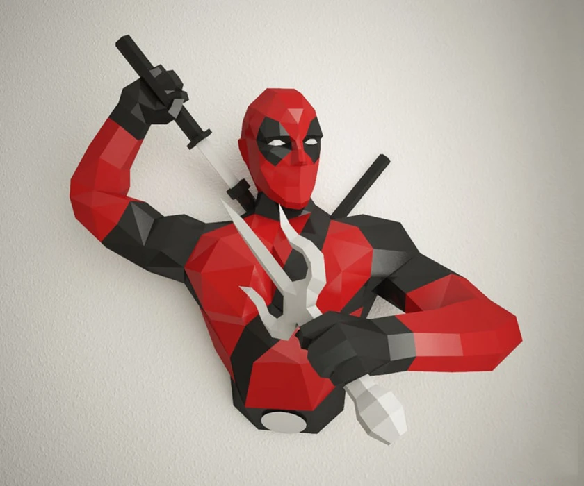 Deadpool Sword Papercraft, PDF Templates, Paper Art, 3D Design for Crafts, Home Decor, Do It Yourself, 3DIER, PDF Patterns, Papercraft Templates, Low Poly