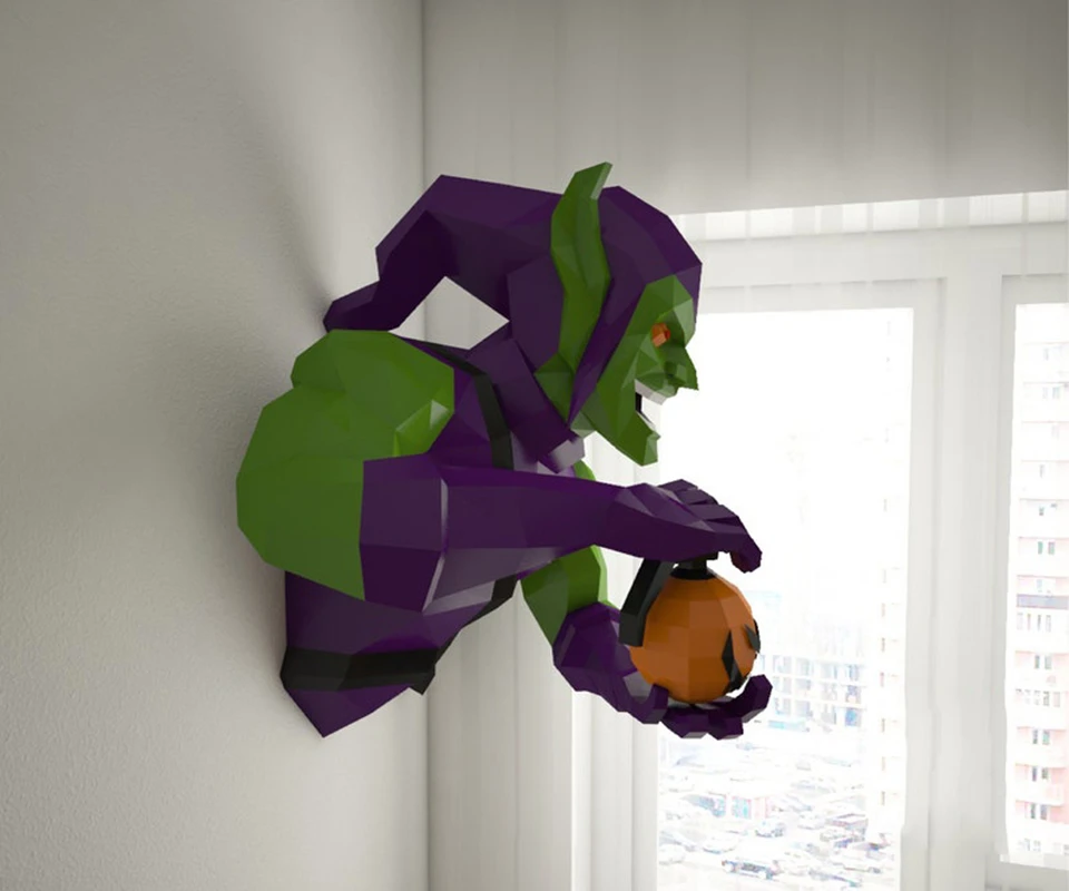 Green Goblin Papercraft Design with PDF templates to build by hand, Paper art and craft for home decor, DIY, 3DIER