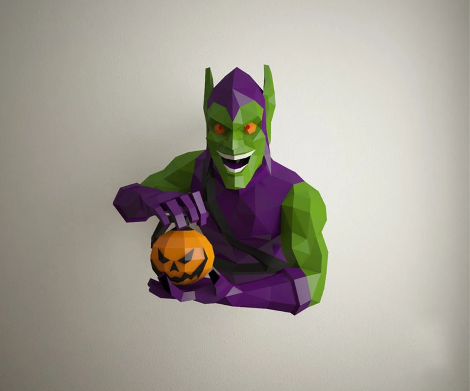 Green Goblin Papercraft Design with PDF templates to build by hand, Paper art and craft for home decor, DIY, 3DIER