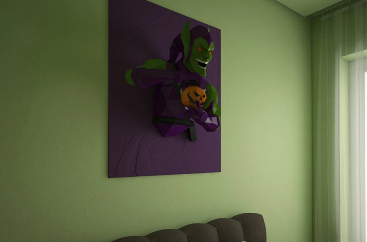 Green Goblin Papercraft Design with PDF templates to build by hand, Paper art and craft for home decor, DIY, 3DIER