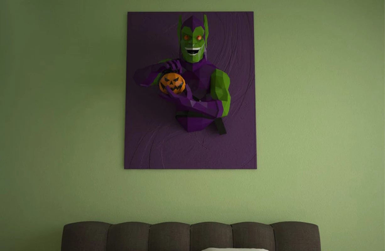 Green Goblin Papercraft Design with PDF templates to build by hand, Paper art and craft for home decor, DIY, 3DIER