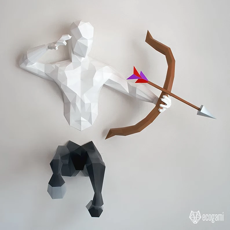 Centaur papercraft trophy, printable 3D puzzle, papercraft Pdf template to make your fantastic creature wall decor