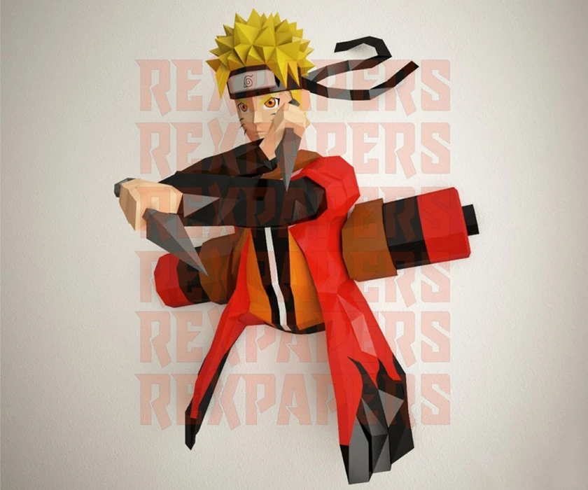 Uzumaki Naruto, Naruto Sage Mode Papercraft, PDF Template, DIY 3d Model, FanArt, Paper Sculpture, Low Poly, Pepakura Craft, Manualidad