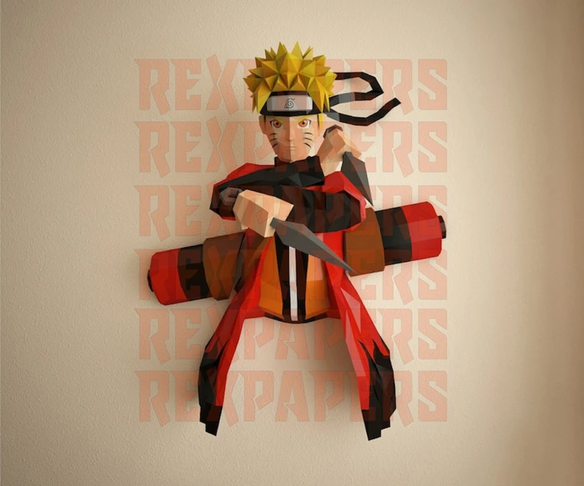 Uzumaki Naruto, Naruto Sage Mode Papercraft, PDF Template, DIY 3d Model, FanArt, Paper Sculpture, Low Poly, Pepakura Craft, Manualidad