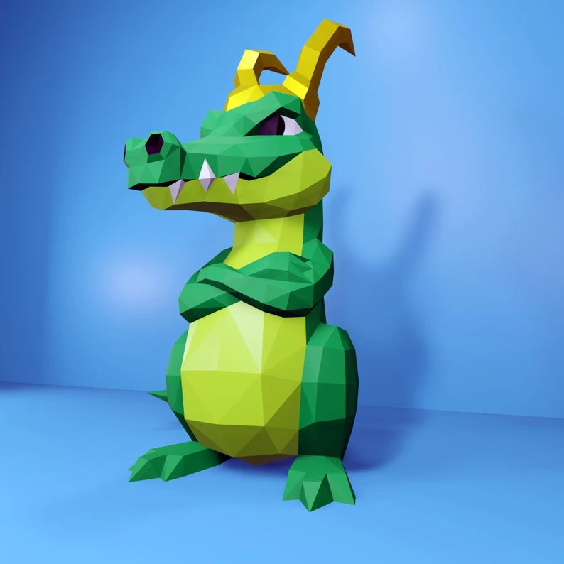 Papercraft Alligator | crocodile | DIY KIT Template, super hero, Thor, Decoration, Low Poly, origami, Pepakura, Crocodile