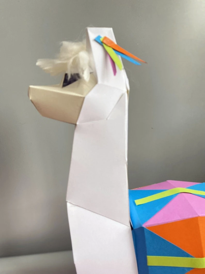 Llama 3D Papercraft Fun Llama Lowpoly Paper PDF digital file template and instructions for this DIY Paper Paper Sculpture.