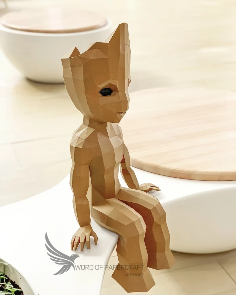 Baby Groot, Papercraft Lion And Monkey, Lion Low poly, PDF Template, DIY, Lowpoly, Lowpoly Papercraft, Papercraft