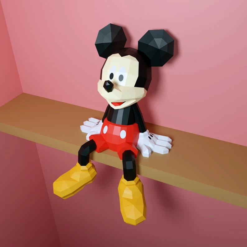 Papercraft Mickey mouse, Pdf format compatible with cricut and cameo, digital template, 3D, paper, origami, pepakura