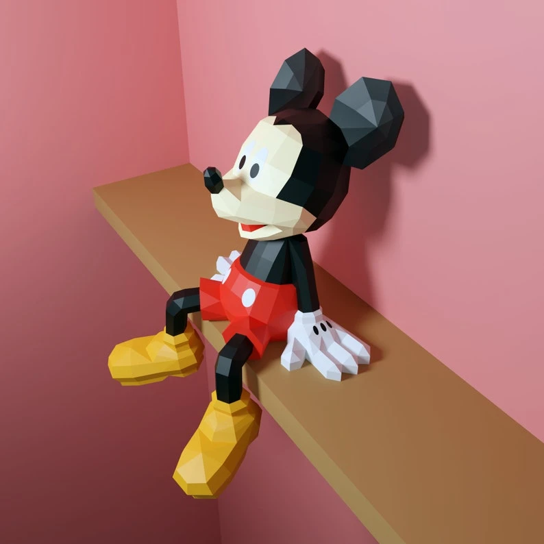 Papercraft Mickey mouse, Pdf format compatible with cricut and cameo, digital template, 3D, paper, origami, pepakura