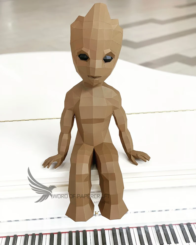Baby Groot, Papercraft Lion And Monkey, Lion Low poly, PDF Template, DIY, Lowpoly, Lowpoly Papercraft, Papercraft