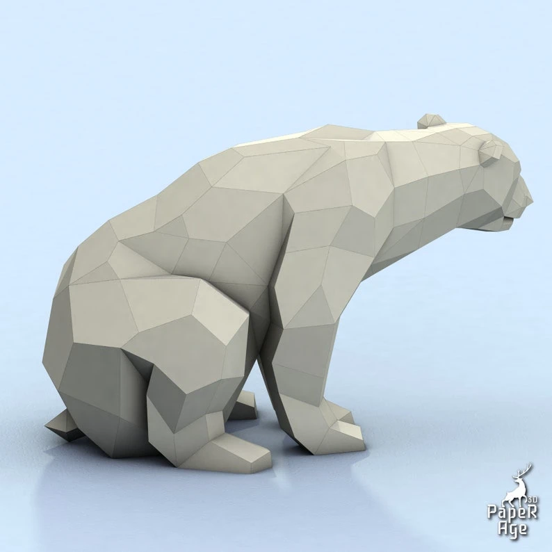 Polar Bear, White Bear, Polar Bear, Papercraft, Pepakura, Lowpoly, Low Polygon 3D Papercraft handmade Paper Sculptures DIY origami Design