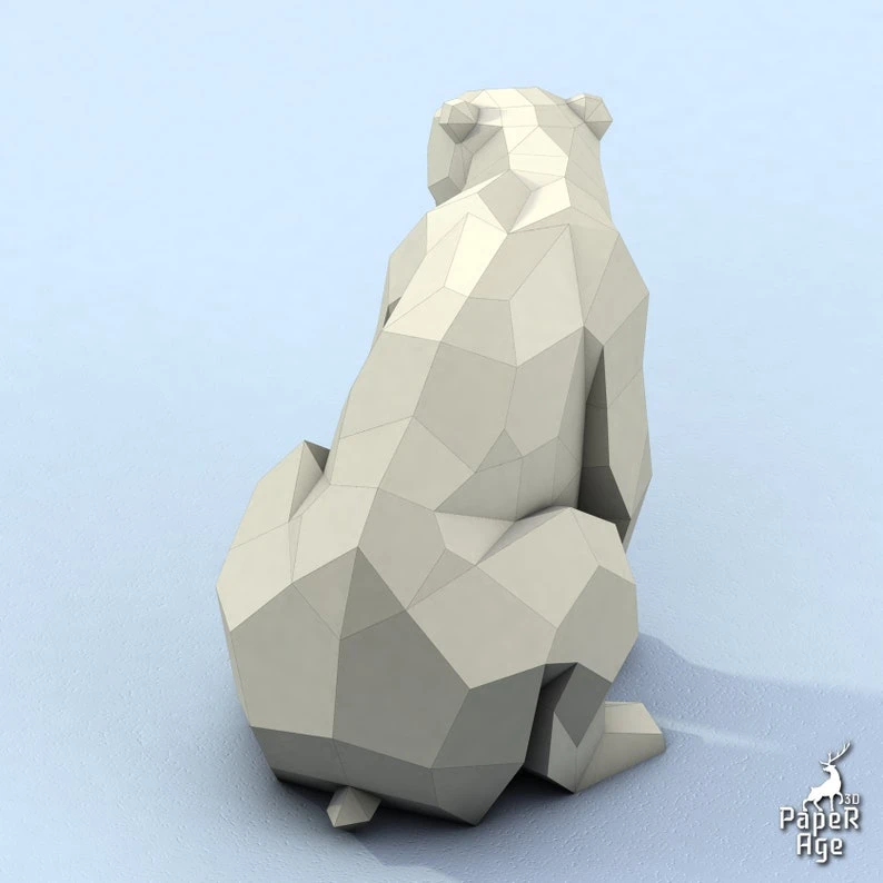 Polar Bear, White Bear, Polar Bear, Papercraft, Pepakura, Lowpoly, Low Polygon 3D Papercraft handmade Paper Sculptures DIY origami Design