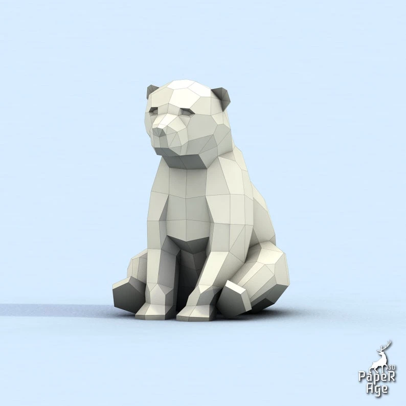 Polar Bear, White Bear, little bear, Papercraft, Pepakura, Lowpoly, Low Polygon, 3D Papercraft, handmade Paper Sculptures DIY origami Design