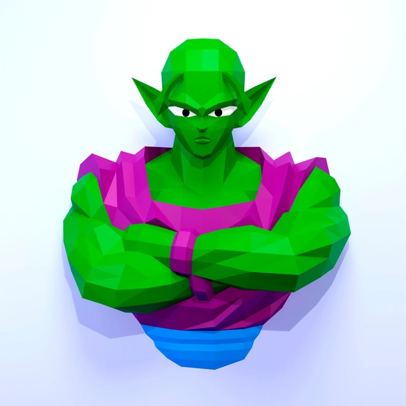 Papercraft Dragon Ball Piccolo, DIY PDF, Low Poly, origami, Pepakura, Paper Model, 3D