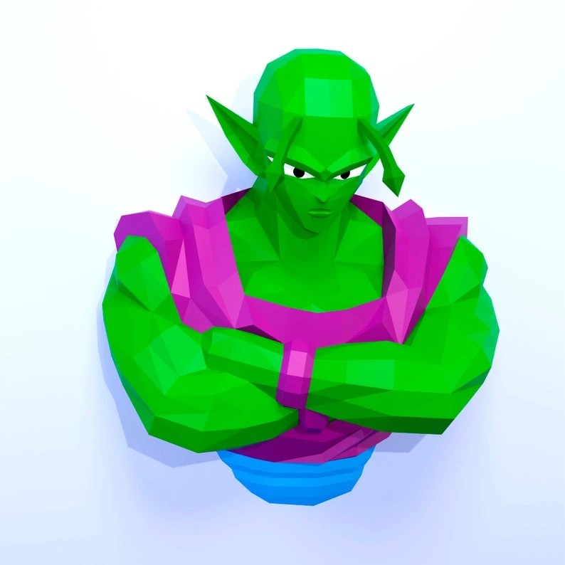 Papercraft Dragon Ball Piccolo, DIY PDF, Low Poly, origami, Pepakura, Paper Model, 3D