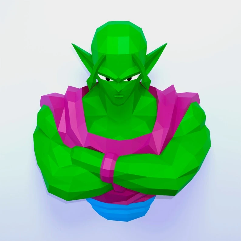 Papercraft Dragon Ball Piccolo, DIY PDF, Low Poly, origami, Pepakura, Paper Model, 3D