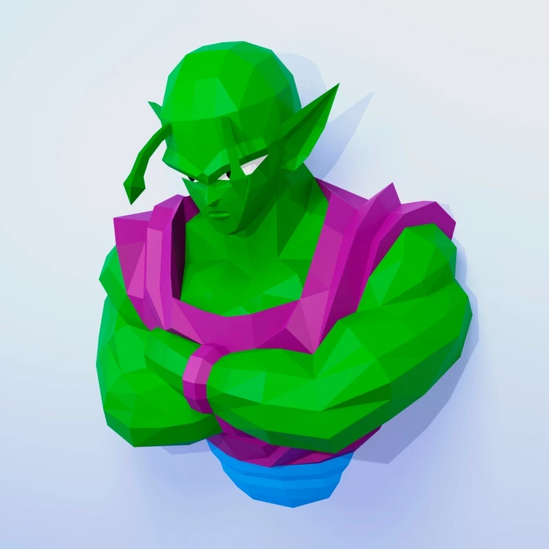 Papercraft Dragon Ball Piccolo, DIY PDF, Low Poly, origami, Pepakura, Paper Model, 3D