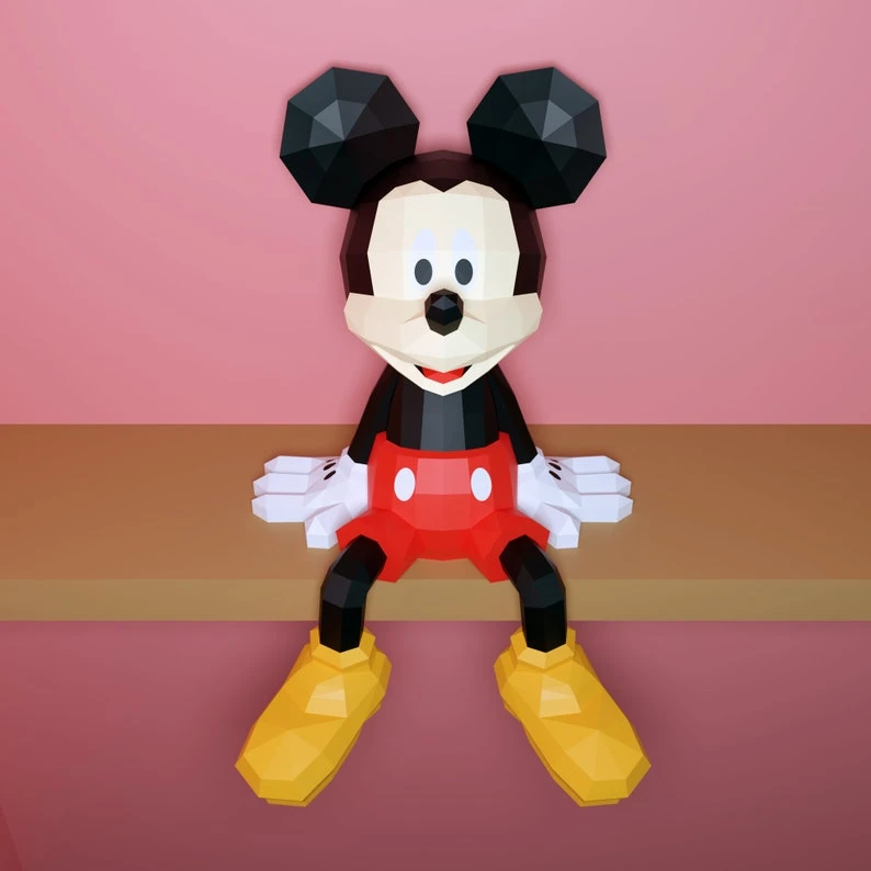 Papercraft Mickey mouse, Pdf format compatible with cricut and cameo, digital template, 3D, paper, origami, pepakura